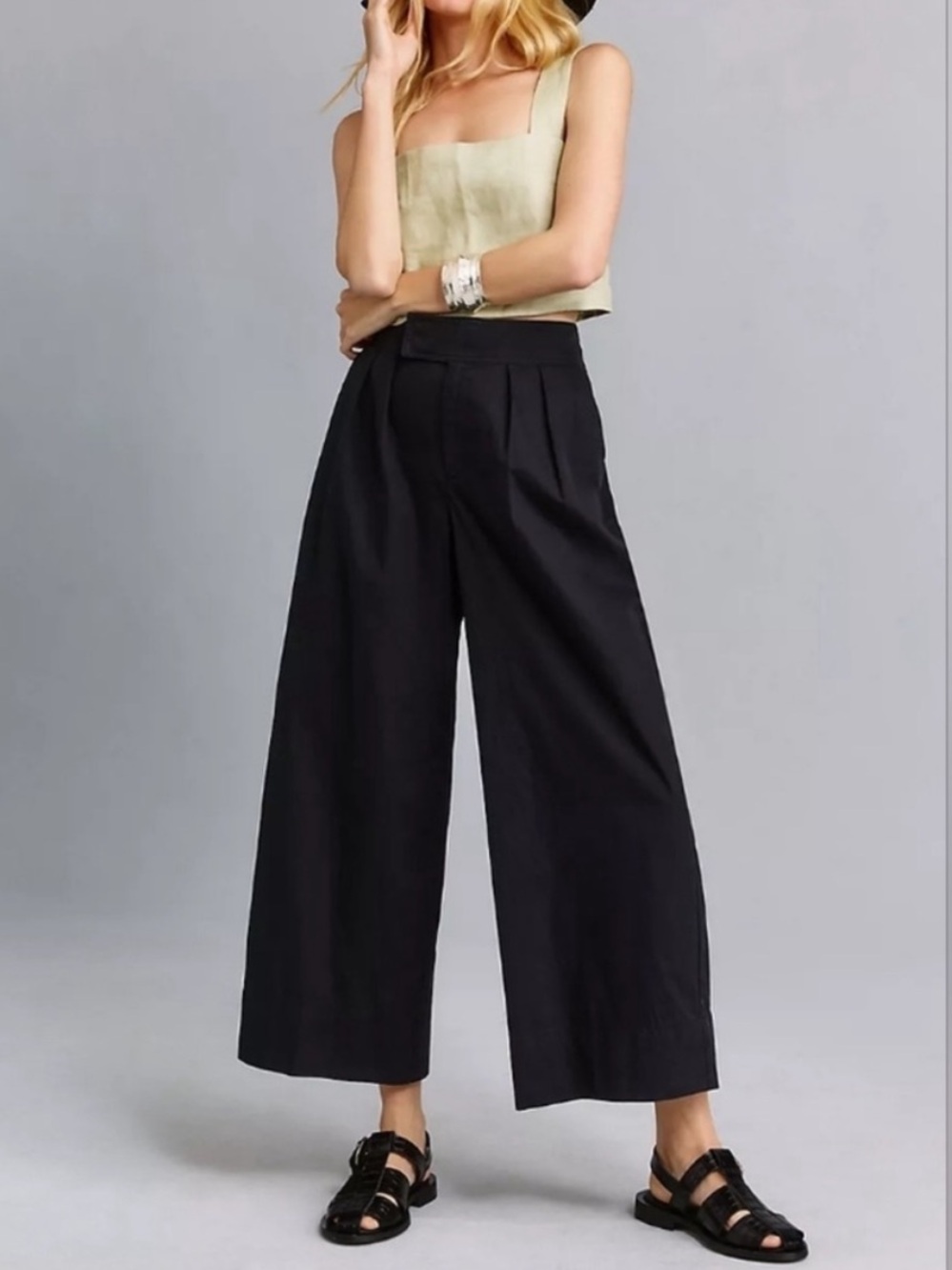 Anthropologie Pleated Poplin Wide Leg Trouser